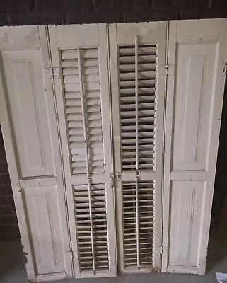 Pair Vintage Wood Louvered/Paneled Window Shutters Unique Design 46 X35  • $165