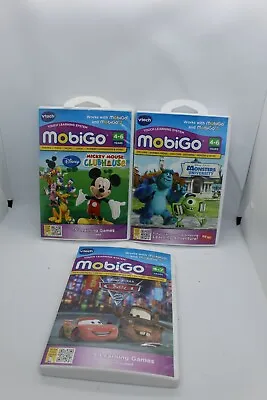 V-Tech Mobigo Game Lot Of 3 NIB Cars 2 Monster Uni Mickey Club House • $25