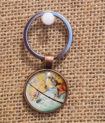 Lylas Keyrings ~ Charm World Map Atlas Teacher Organza Gift Bag ~ Post Included • $4.95