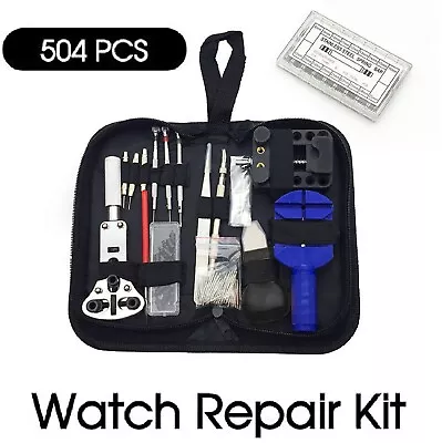 Watch Repair Tool Kit 504Pcs Watchmaker Back Case Opener Spring Pin Bars Remover • $30.99