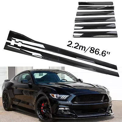 86.6'' Gloss Black Side Skirts Extention Body Kit For Ford Mustang • $69.99