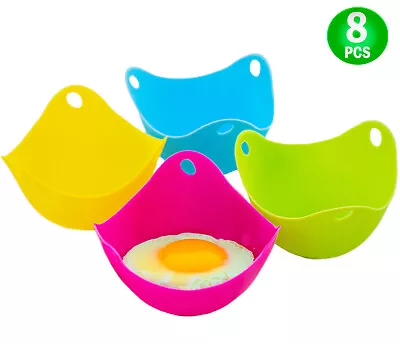 Egg Poacher Silicone Cup 8pc Set Microwave & Stovetop Boiler Safe Poached Eggs • $10.95