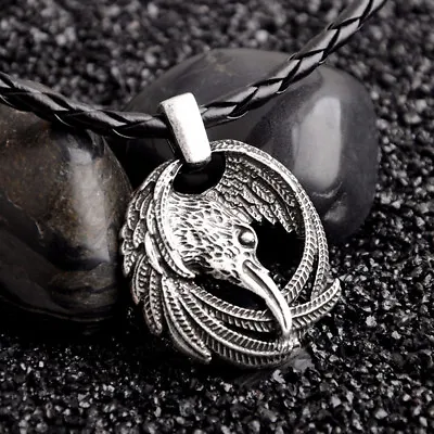 Norse Retro Vikings Odin's Ravens Symbol Pendant Necklace Jewelry Huginn Muninn • $2.59