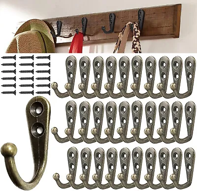 10/20/30 Vintage Wall Mounted Coat Robe Hooks Peg Scarf Towel Rail Hanger Closet • £3.81