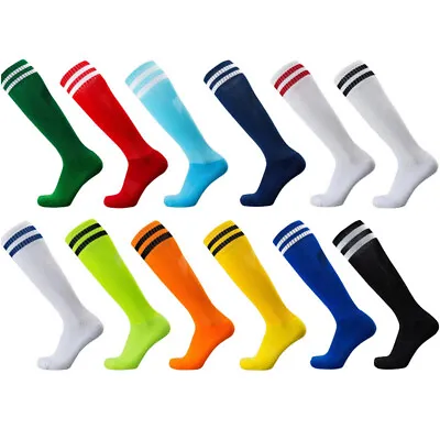 2X Knee Men High Long Football Socks Sports Non-slip Pack Soccer Solid For Man • £13.14