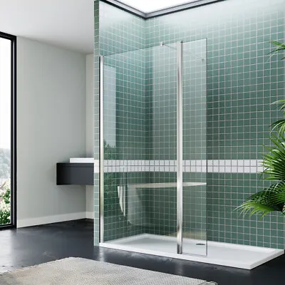 Walk In Shower Screen With Flipper Wet Room Door Enclosure Panel Glass Cubicle • £141.29