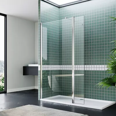 Walk In Shower Screen With Flipper Wet Room Door Enclosure Panel Glass Cubicle • £166.99