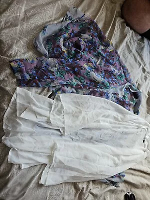 £5 • Buy Kimono Style Chiffon Cover Up Jacket Flowers And Plain White Topshop Size 12 And