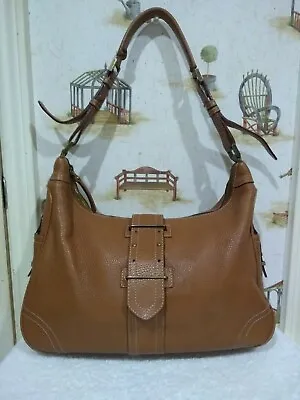 J Crew Large Brown Leather Shoulder Hobo Tote Satchel Handbag.  • $55