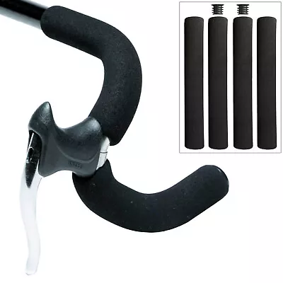 4pc Foam Bike Handlebar Grips Black Road Racing Bicycle Drop Handle Bar Covers • £6.66