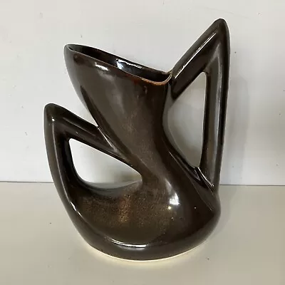 Vallauris Pottery Vase French Mid Century Brown 70s Retro Abstract Vintage MCM • £37.80