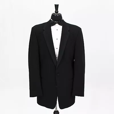 Chaps 42L Black Tuxedo Jacket Blazer Solid 2B Wool • $49.99