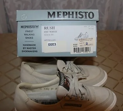Womens Mephisto Rush Walking Shoes Sz 37 6.5  Off White Leather MAYA 880 W/Box • $125