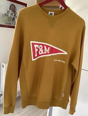 Franklin Marshall Men’s Mustard Logo Embossed Sweatshirt Size Small • £22.99