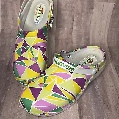 Veggie's Clogs Slip Resistant Medical Shoes US 10/EU 41 Geometric Purple Green • $31.20