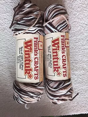 Vintage Frank's Crafts Wintuk Worsted 4 Ply Orlon Acrylic Yarn Natural. Lot Of 2 • $6.50