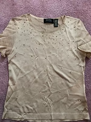 Womens Dana Buchman Beaded Beige Top Size S Unlined • $15