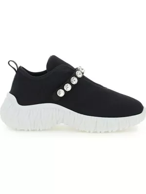 Miu Miu Prada 5s376d Black Knit Crystal Jeweled Logo Elastic Slip  Sneakers 38.5 • $325