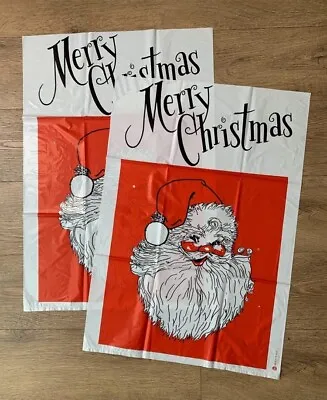 Vintage Christmas Large Plastic Toy Sacks Santa Father Christmas X 2 • £8