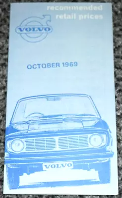 Volvo Uk Recommended Retail Prices Leaflet October 1969 New Old Stock • $6.10