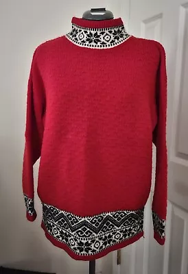 GAP Red 100% Wool - Fair Isle Nordic Ski Oversized Sweater - Vintage - Women's S • $24.99