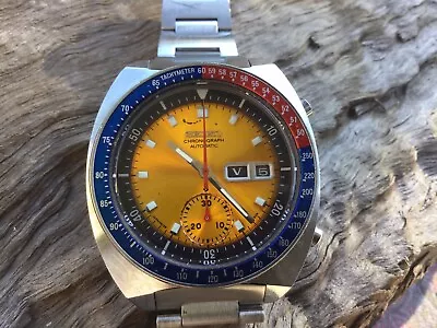 Vintage Seiko Aussie Pouge Chronograph Automatic Mens Steel Watch 6139-6002. • $1100