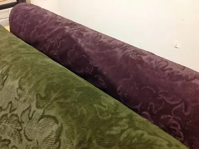 VELVET UPHOLSTERY FABRIC EMBOSSED MATERIAL DESIGN 140 CMS WIDE CAMPER Green Purp • £28