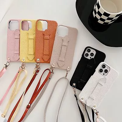 For IPhone 13 Pro Max 12 Pro 13 Pro 11+ PU Leather Wristband Lanyard Phone Case • $12.79