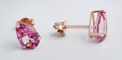 Lab Created Pink Sapphire 2Ct Pear Cut Women Stud Earring 14K Rose Gold Plated • $31.50