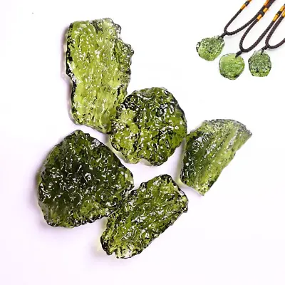 1-4PCS Rare Natural Crystal Green Gem Moldavite Meteorite Glass Necklace Pendant • $7.85