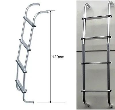 Caravan Motorhome Aluminium Reach Steps Chrome Vans Universal Rear Roof Ladder • $74.61