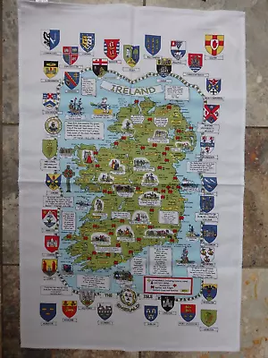 NEW Ulster Weavers Tea Towel - Maps And Crests Of Ireland – 100% To Charity • £6.95