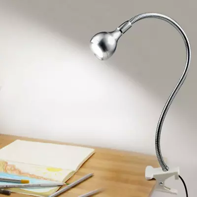 Clip On Light For Bed Small Desk Lamp With Clamp Headboard Reading Silver NEW • $12.86