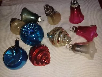 Vintage Mercury Glass Christmas Ornaments Bells Indents Shiny Brite Fancy Blue • $4.99
