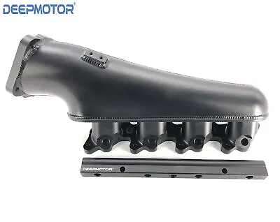 INTAKE MANIFOLD CNC FOR S13 SR20DET SR20 + 76mm THROTTLE BODY + FUEL RAILS BLACK • $499.99