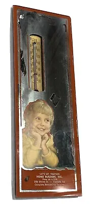 Antique 1940 Thermometer Mirror Girl Dog Evansville Ind Home Builders Sign Ad  • $36.97