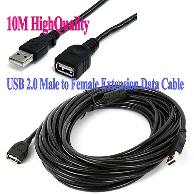 $18.99 • Buy 10M USB 2.0 Extension Data Cable Cord Lead A Male To A Female With Magnet Loop