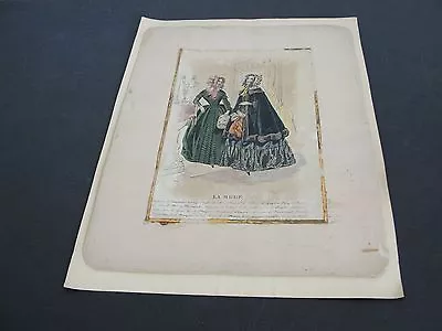 Antique-1800's-La Mode-French Fashion Paris-Hand Colored Lithograph Art Print. • $38.37