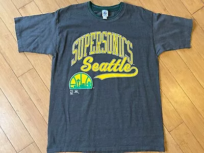 Vintage Mens Large Logo 7 Seattle SuperSonics 90’s Sonics Basketball T Shirt Top • $45