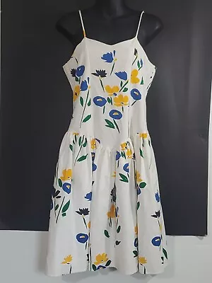 Vintage Elvira Vali Spaghetti Strap Textured Sz 16 Cottage Core Floral Sundress • $28.80