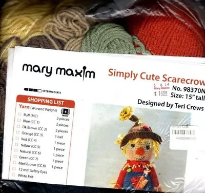 Nip Mary Maxim Crochet Simply Cute Scarecrow Kit- Size 15  Tall • $15
