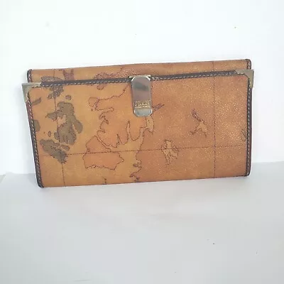 ALVIERO MARTINI Prima Classe Vintage Geo World Map Wallet Envelope Clutch Large  • $71.25