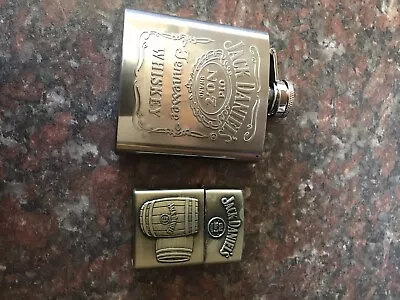 Good Petrol Lighter (used)And Hip Flask (new)Jack Daniels Collectables See Pics • £4.99