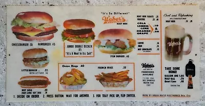 Vintage Weber's SUPERIOR Root Beer Drive-In MENU By Order-Matic Electronics RARE • $89.95