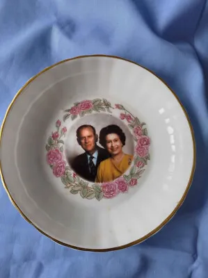 Queen Elizabeth II & Prince Phillip Ruby Wedding TrinketBowl - Coalport • £7