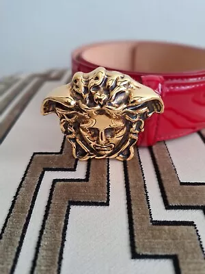 Versace Men's Leather Medusa Buckle Belt - Size 38in 95cm - Red • $300