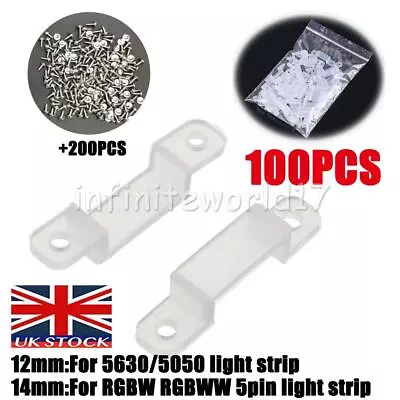 100x LED Strip Clamps / Fixing Brackets / Mounting Clips For IP67/IP68 12mm-14mm • £8.04