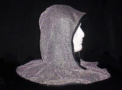 Silver Mesh Fake Chainmail Armor Knight Costume Hood Coif Noble Sir Medieval Cap • $11.95