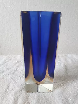 Vintage Murano Solid Glass Vase Sommerso Technique Circa 1960 Triangular Triangular • £144.42