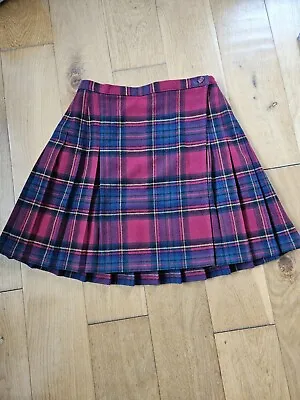 Vintage St Michael Red & Black Tartan Plaid Check Pleat Mini School Skirt UK14 • £25.99